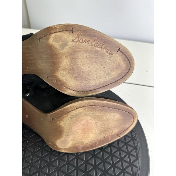 Sam Edelman Women 8.5M Millard Black Suede Lace Up/Suede Zip Ankle Booties - Picture 9 of 11